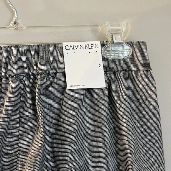Calvin Klein Women B&W Gray Ankle Pants 2 Plaid Pleated Pull On Check Office NEW - Picture 11 of 14